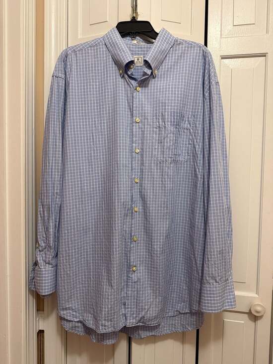 Peter Millar Other - Peter Millar Men's Blue and White Grid Long Sleeve Button Down Shirt XXL